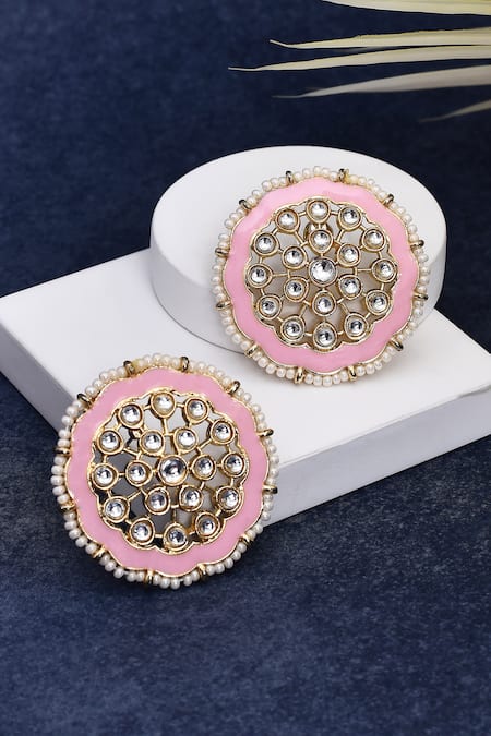 Nazaakat By Samara Singh Stone Kundan Floral Earrings 