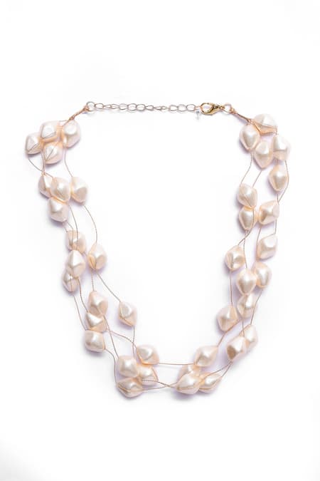 Nazaakat By Samara Singh_Gold Plated Pearl Zircon Embellished Layered Necklace _Online_at_Aza_Fashions