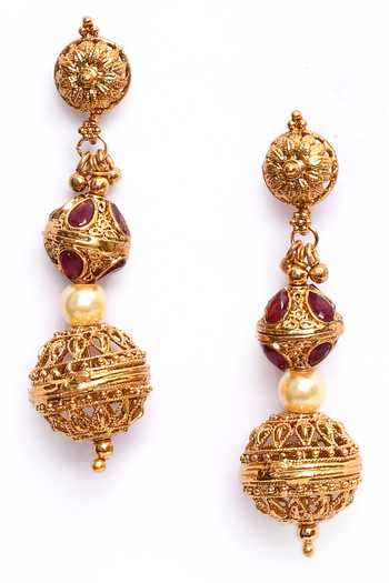 Nazaakat By Samara Singh_Pink Beads, Diamonds Embellished Necklace Set _Online_at_Aza_Fashions