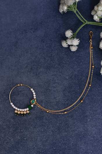 Nazaakat By Samara Singh Polki Embellished Carved Nose Ring 
