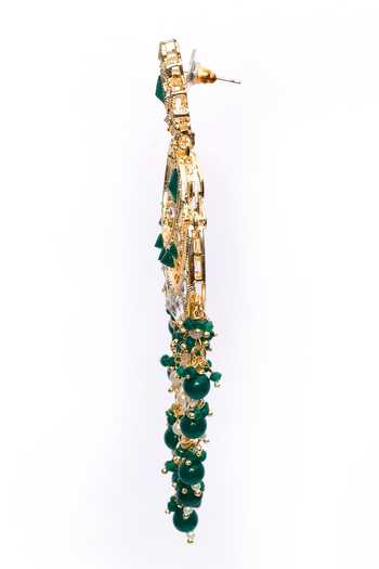 Buy_Nazaakat By Samara Singh_Gold Plated Beads, Diamonds Crescent Moon Carved Chaandbali Earrings _Online_at_Aza_Fashions