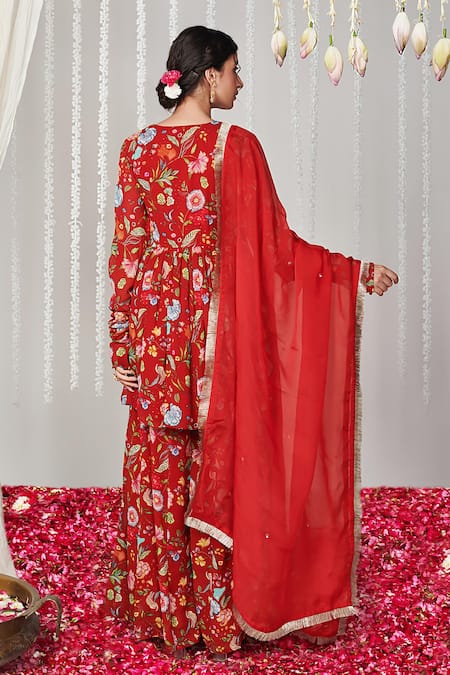 Blooming Threads Bagicha Floral Print Embroidered Kurta Sharara Set 