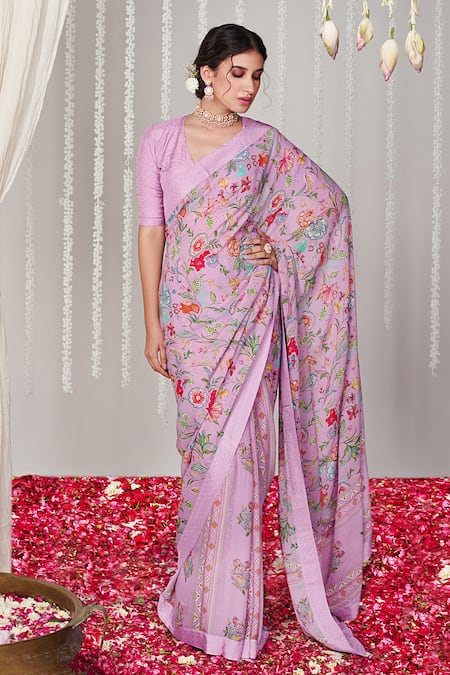 Blooming Threads Bagicha Printed Saree With Blouse 