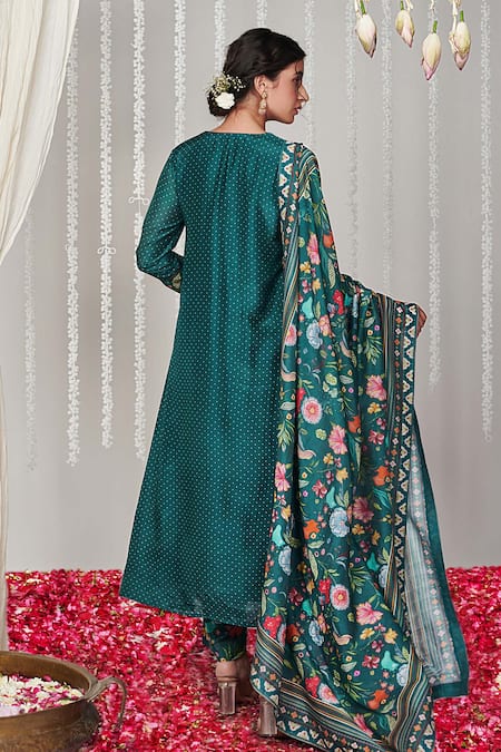 Blooming Threads Bagicha Polka Dot Print Kurta Floral Print Pant Set 