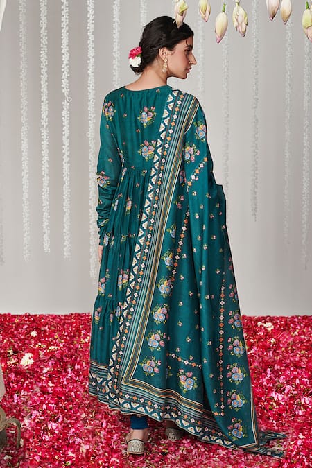 Blooming Threads Bagicha Phool Print Tiered Angarkha Anarkali Set 