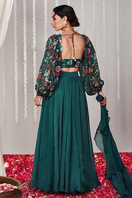 Blooming Threads Solid Gathered Flare Lehenga Set 