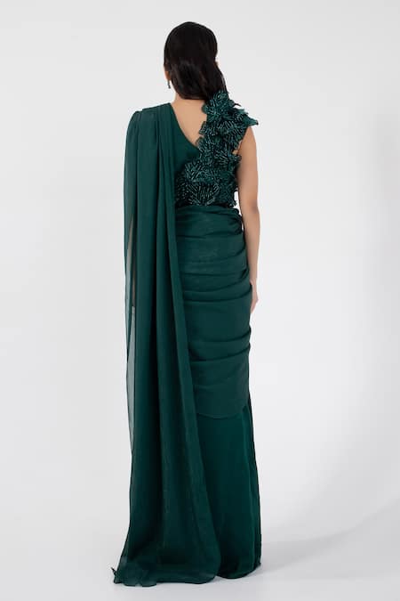 Smriti By Anju Agarwal Shimmer Pallu Pre-Draped Skirt Saree Set 