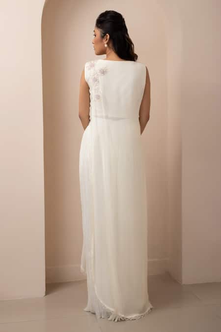 Smriti By Anju Agarwal Floral Applique Overlap Panel Kurta With Flared Pant 