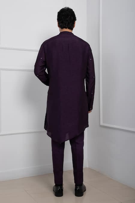 Smriti By Anju Agarwal Asymmetric Bead Embroidered Kurta With Pant 