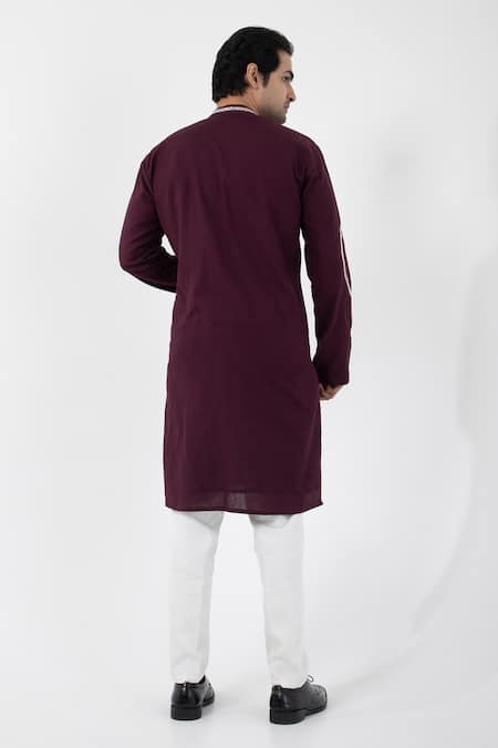 Smriti By Anju Agarwal Maroon Hand Embroidered Kurta Set 