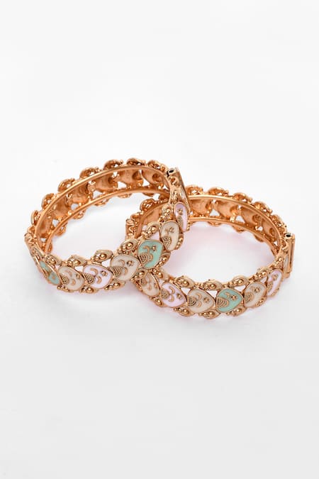 Our Purple Studio Spade Bloom Stone Embellished Bangles 2Pcs 