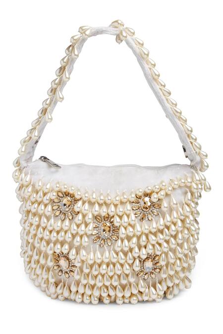 Buy Bijoux By Priya Chandna White Pearls Velvet Tassel Button Up Potli Online at Aza Fashions Buy_Bijoux By Priya Chandna_White Pearls Velvet Tassel Button Up Potli _Online_at_Aza_Fashions