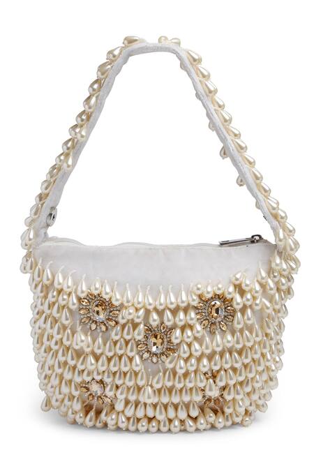 Shop Bijoux By Priya Chandna White Pearls Velvet Tassel Button Up Potli Online at Aza Fashions Shop_Bijoux By Priya Chandna_White Pearls Velvet Tassel Button Up Potli _Online_at_Aza_Fashions