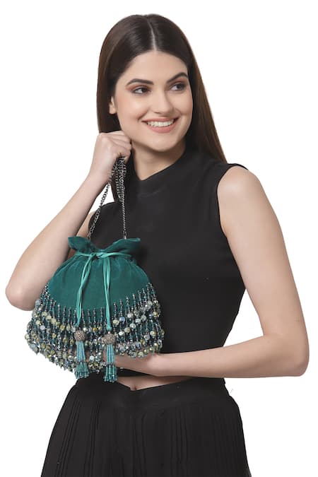 Bijoux By Priya Chandna Jasmine Crystal Bead Tassel Potli 