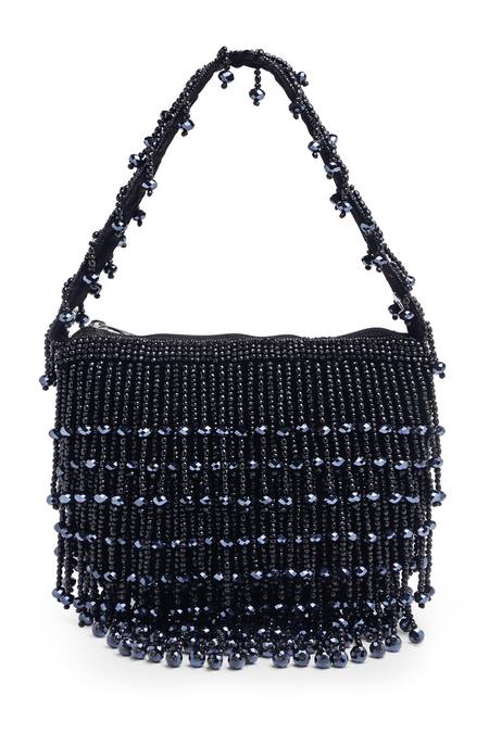 Buy Bijoux By Priya Chandna Black Pearls La Bolsa Velvet Tassel Button Up Potli Online at Aza Fashions Buy_Bijoux By Priya Chandna_Black Pearls La Bolsa Velvet Tassel Button Up Potli _Online_at_Aza_Fashions