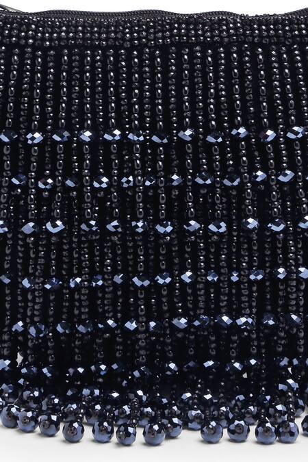 Shop Bijoux By Priya Chandna Black Pearls La Bolsa Velvet Tassel Button Up Potli Online at Aza Fashions Shop_Bijoux By Priya Chandna_Black Pearls La Bolsa Velvet Tassel Button Up Potli _Online_at_Aza_Fashions
