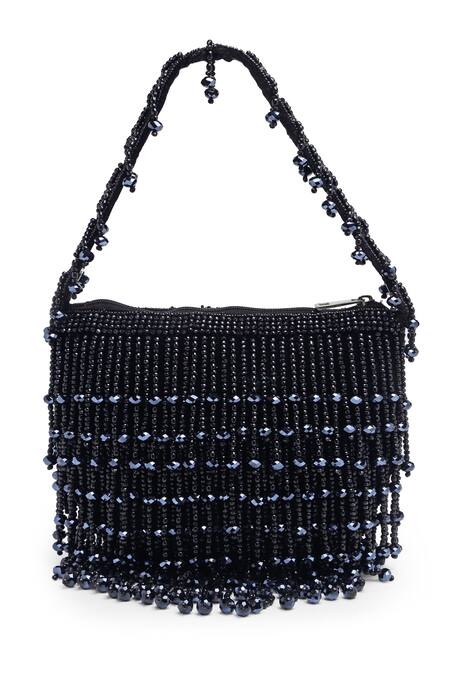 Buy Bijoux By Priya Chandna Black Pearls La Bolsa Velvet Tassel Button Up Potli Buy_Bijoux By Priya Chandna_Black Pearls La Bolsa Velvet Tassel Button Up Potli