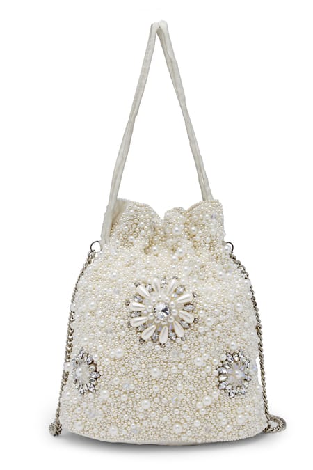 Bijoux By Priya Chandna_White Pearls Embellished Potli _Online_at_Aza_Fashions
