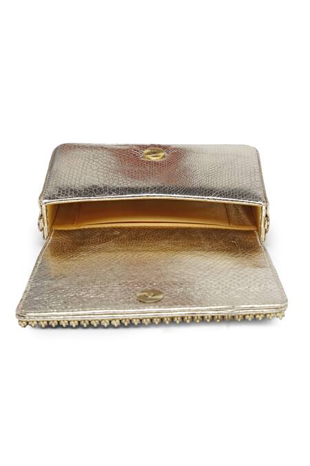 Shop_Bijoux By Priya Chandna_Gold Crystal Stone Embellished Clutch 