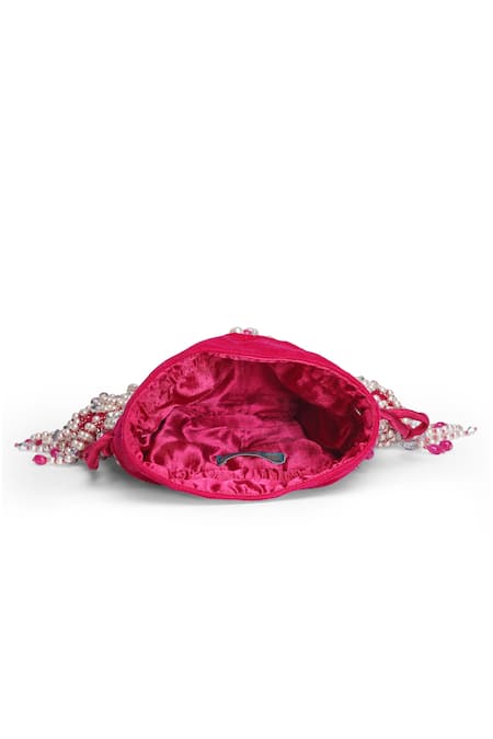 Bijoux By Priya Chandna_Fuchsia Pearls, Crystals Kiara Embroidered Potli _at_Aza_Fashions