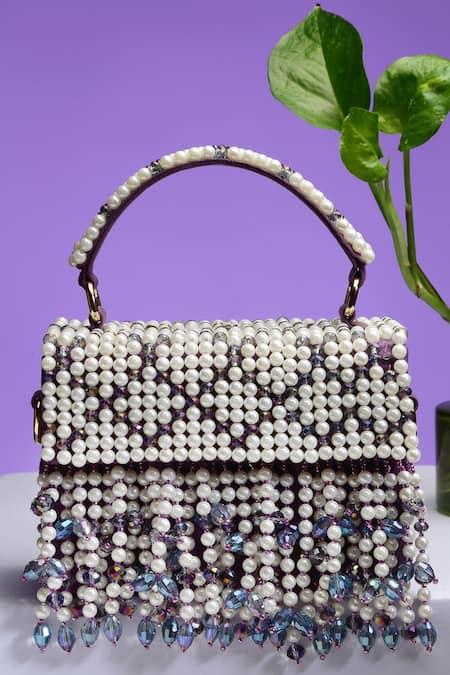 Shop Bijoux By Priya Chandna Purple Crystals Hand Embroidered Mini Box Clutch at Aza Fashions Shop_Bijoux By Priya Chandna_Purple Crystals Hand Embroidered Mini Box Clutch _at_Aza_Fashions