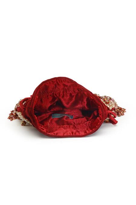Buy Bijoux By Priya Chandna Wine Crystals Velvet Embroidered Potli Buy_Bijoux By Priya Chandna_Wine Crystals Velvet Embroidered Potli