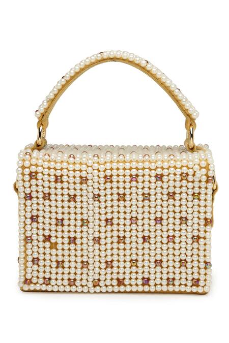 Buy Bijoux By Priya Chandna Yellow Pearls, Crystals Embroidered Mini Box Clutch Online at Aza Fashions Buy_Bijoux By Priya Chandna_Yellow Pearls, Crystals Embroidered Mini Box Clutch _Online_at_Aza_Fashions