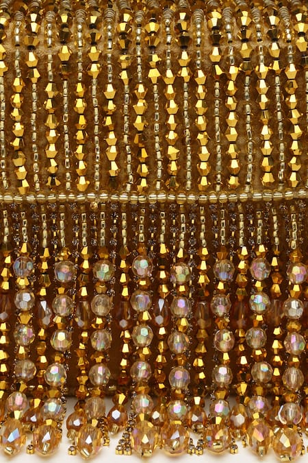 Shop_Bijoux By Priya Chandna_Gold Pearls, Crystals Rush Embroidered Mini Box Clutch _Online_at_Aza_Fashions
