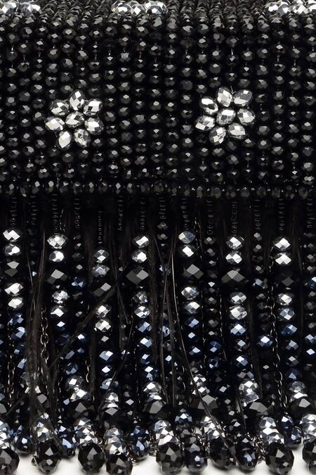 Shop Bijoux By Priya Chandna Black Crystals, Pearls Hand Embroidered Mini Box Clutch Online at Aza Fashions Shop_Bijoux By Priya Chandna_Black Crystals, Pearls Hand Embroidered Mini Box Clutch _Online_at_Aza_Fashions