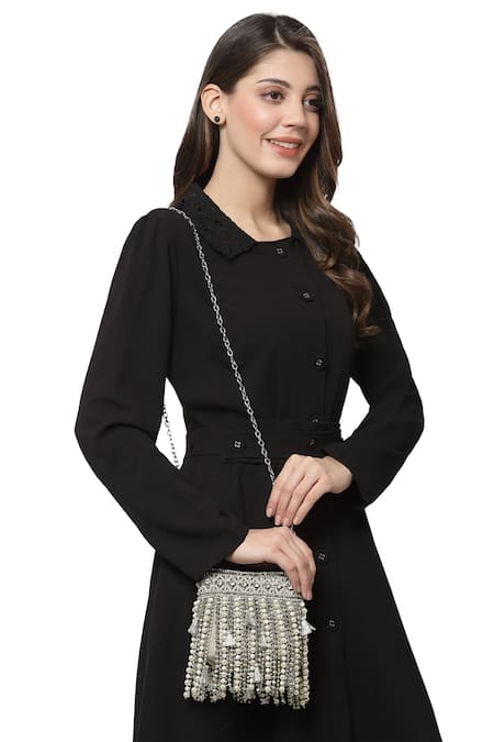 Bijoux By Priya Chandna Pearl Drop Embellished Nano Pouch Bag 