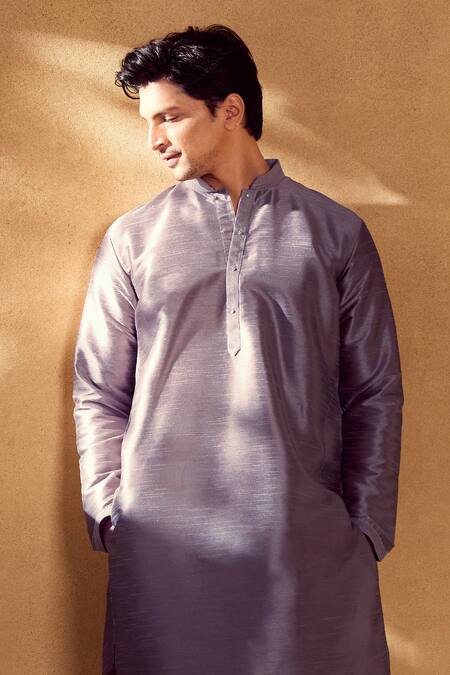 Aariyana Couture Purple Silk, Polyester Geometric Print Bandi Kurta Set at Aza Fashions Aariyana Couture_Purple Silk, Polyester Geometric Print Bandi Kurta Set _at_Aza_Fashions