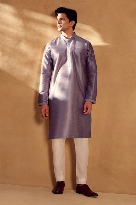 Shop Aariyana Couture Purple Silk, Polyester Geometric Print Bandi Kurta Set Shop_Aariyana Couture_Purple Silk, Polyester Geometric Print Bandi Kurta Set