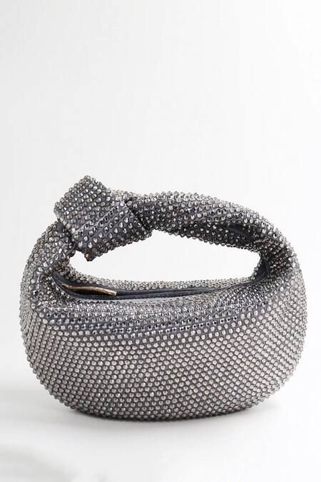 Shop House Of Bling Grey Rhinestone Ambre Studded Bag at Aza Fashions Shop_House Of Bling_Grey Rhinestone Ambre Studded Bag_at_Aza_Fashions
