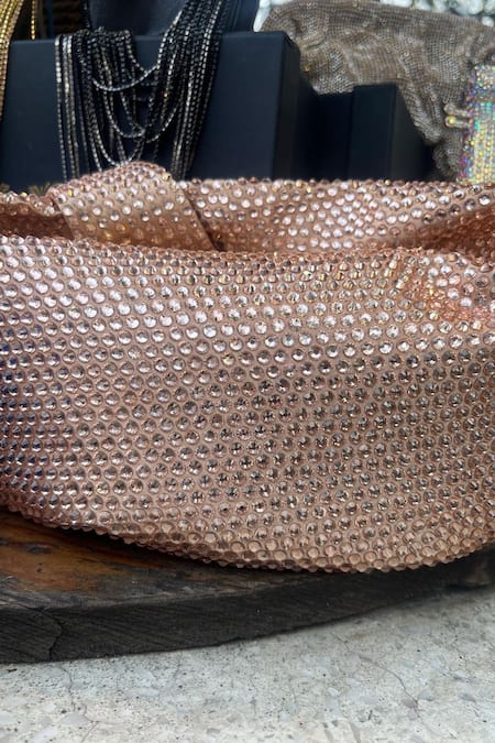 House Of Bling_Pink Rhinestone Ambre Studded Bag _Online_at_Aza_Fashions