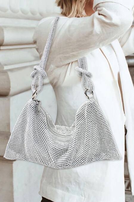 House Of Bling_Silver Rhinestone Gia Embellished Bag_Online_at_Aza_Fashions