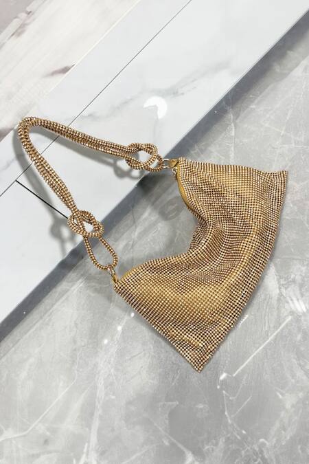 Shop House Of Bling Gold Rhinestone Gia Studded Bag at Aza Fashions Shop_House Of Bling_Gold Rhinestone Gia Studded Bag_at_Aza_Fashions