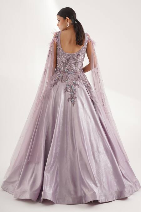 Shop Chaashni By Maansi And Ketan Purple Silk Sequins, Pearls, Cut Work Sweetheart Neck Embroidered Gown at Aza Fashions Shop_Chaashni By Maansi And Ketan_Purple Silk Sequins, Pearls, Cut Work Sweetheart Neck Embroidered Gown_at_Aza_Fashions