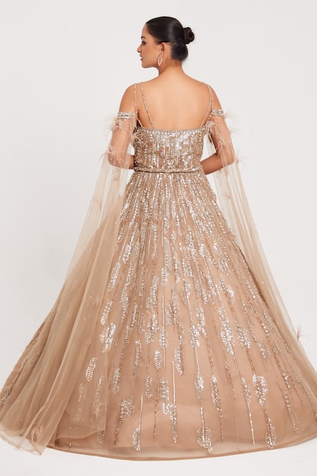 Chaashni By Maansi And Ketan Cutdana Sequin Embroidered Gown 