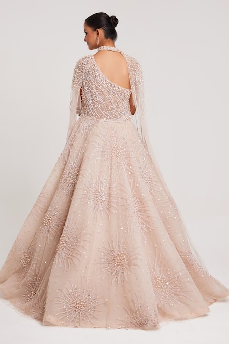 Chaashni By Maansi And Ketan Pearl Zircon Embroidered Gown 