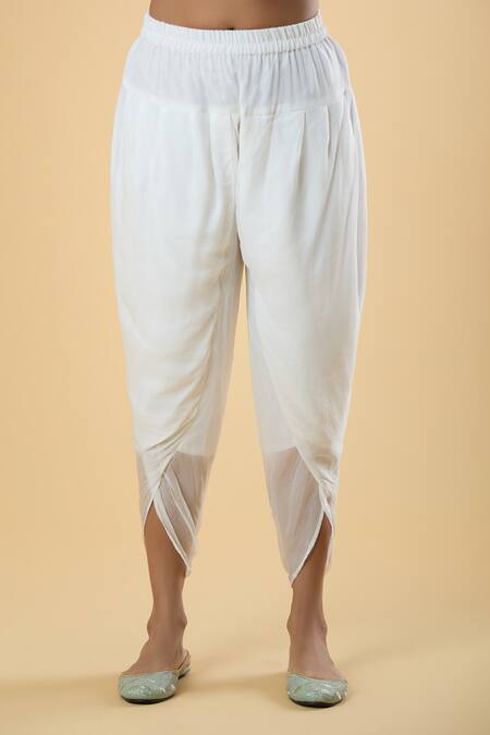 Buy_Adara Khan_White Organza Embroidery, Embellished Anarkali Set With Hand Painted Dupatta 