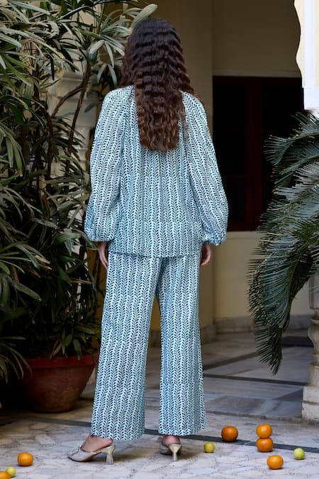 Baaro Masi Leaf Print Top & Pant Set 