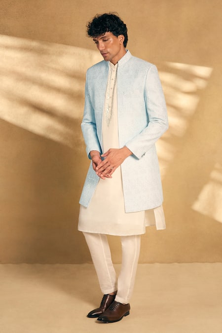 Aariyana Couture Sequin Embellished Open Sherwani Pant Set 