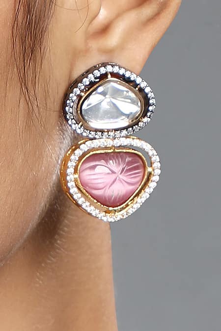 Shop HRISHA Multi Color Stones, Zari, Pearls Zirconia Embellished Pendant Necklace Set Online at Aza Fashions Shop_HRISHA_Multi Color Stones, Zari, Pearls Zirconia Embellished Pendant Necklace Set _Online_at_Aza_Fashions