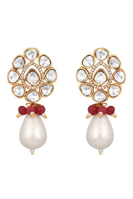 HRISHA Multi Color Pearls, Stones Agate Embellished Pendant Necklace Set at Aza Fashions HRISHA_Multi Color Pearls, Stones Agate Embellished Pendant Necklace Set _at_Aza_Fashions