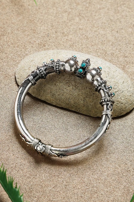 Shop_Mero Jewellery_Blue Stones Heritage Embellished Kada _at_Aza_Fashions