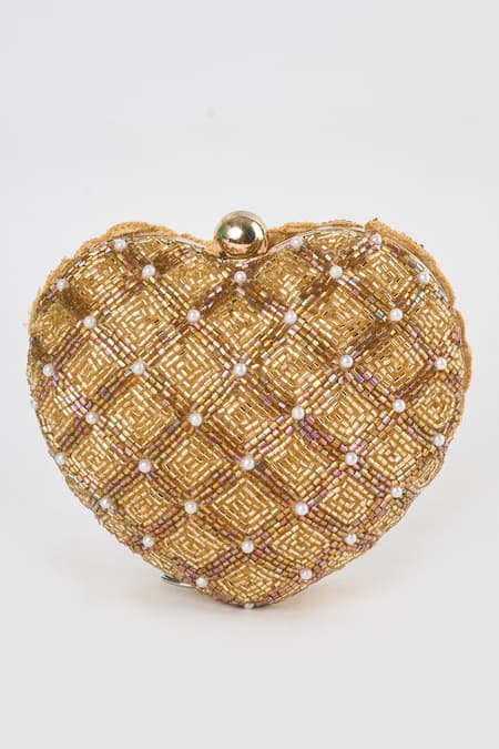 Buy Tasna Gold Crystals, Cut Work Heart Shaped Clutch Online at Aza Fashions Buy_Tasna_Gold Crystals, Cut Work Heart Shaped Clutch _Online_at_Aza_Fashions