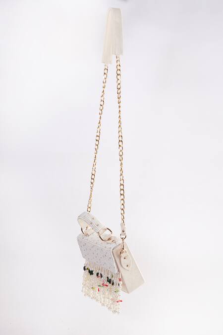 Shop Tasna White Bead Crystal Embellished Clutch Online at Aza Fashions Shop_Tasna_White Bead Crystal Embellished Clutch _Online_at_Aza_Fashions