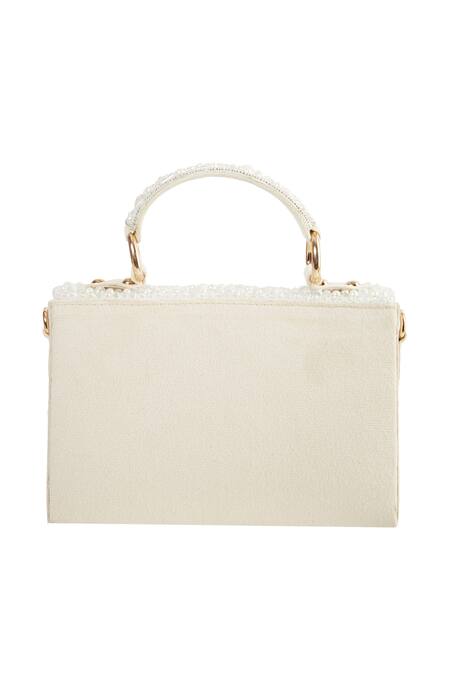 Tasna White Pearls, Crystals And Embellished Clutch Online at Aza Fashions Tasna_White Pearls, Crystals And Embellished Clutch _Online_at_Aza_Fashions