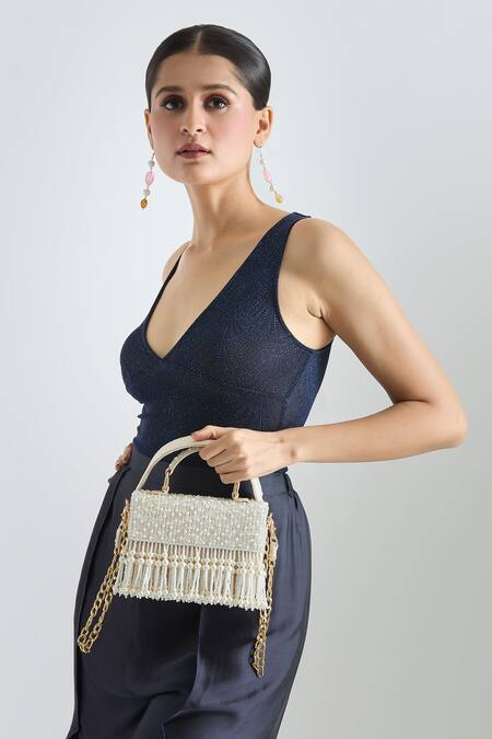 Buy Tasna White Pearls, Crystals And Embellished Clutch Online at Aza Fashions Buy_Tasna_White Pearls, Crystals And Embellished Clutch _Online_at_Aza_Fashions