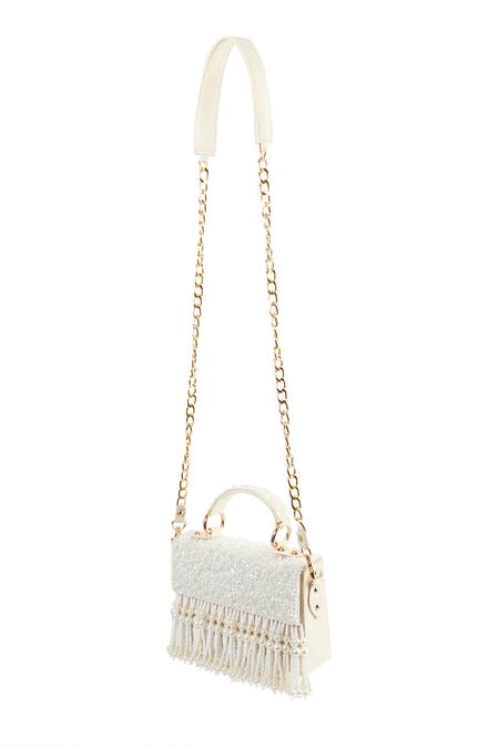 Tasna White Pearls, Crystals And Embellished Clutch at Aza Fashions Tasna_White Pearls, Crystals And Embellished Clutch _at_Aza_Fashions